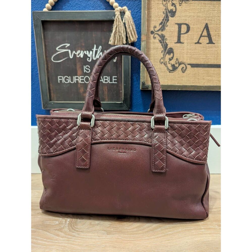 Liebeskind Berlin "Georgia" Leather Satchel Handbag Merlot No Crossbody Strap